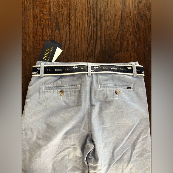 Polo Ralph Lauren Boys 16Y Blue Khaki 4-Pocket Pants w/R.L. Fish/Shark Belt -NWT - Picture 10 of 12
